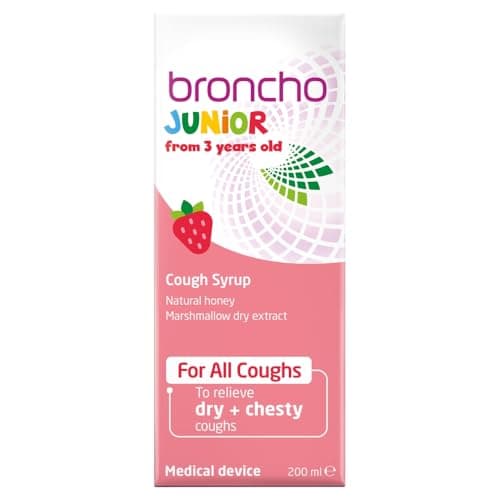 Image of Bronchostop Junior Cough Syrup (200ml - 3 to 11 Years) - Cough Medicine For Children - Non Drowsy Cough Syrup for Kids - For Throat Mucus & Relief from Dry & Chesty Coughs - Alcohol Free