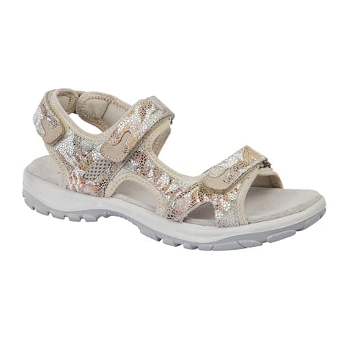 Image of Urban Jacks Women’s Nubuck Leather Hiking Sandals, Outdoor Sport Trekking Sandals, Touch and Close Walking Shoes Sizes 4-8’s (Biege Multi, UK Footwear Size System, Adult, Women, Numeric, Medium, 5)