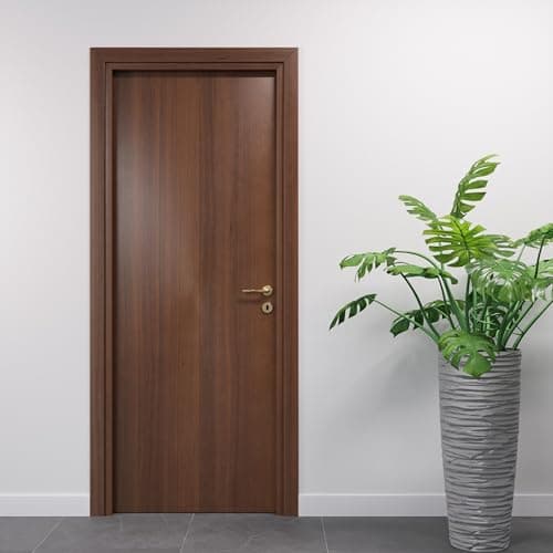 Image of PORTE ITALIANE Hinged Interior Doors Laminate Doors High Density Wooden Frames Water-Resistant Waterproof Various Sizes, Locks and Handles HOPPE Free National Walnut 60 x 210 cm Left
