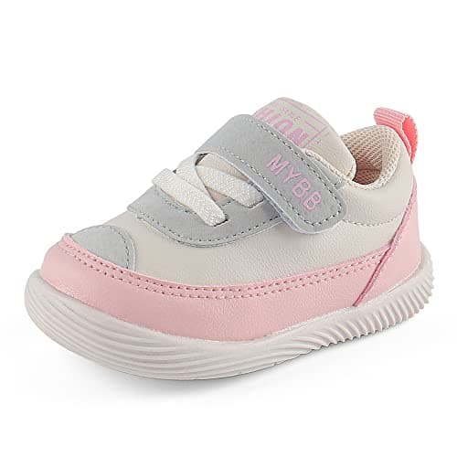 Image of LACOFIA Baby Shoes Infant Girls Trainers Non-Slip Rubber Sole First Walking Shoes Sneakers Pink 3.5
