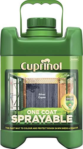 Image of Cuprinol 5244707 One Coat Sprayable SFTSC5L Spray Fence Treatment Silver Copse 5 Litre, 5L