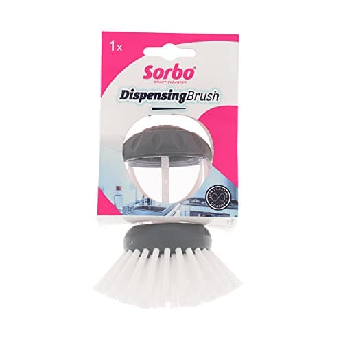 Image of Sorbo Quick and Easy Round Dispensing Dish Brush, Pot Brush, Comfort Grip, Strong and Durable, Everyday Essential Item, Assorted Colours