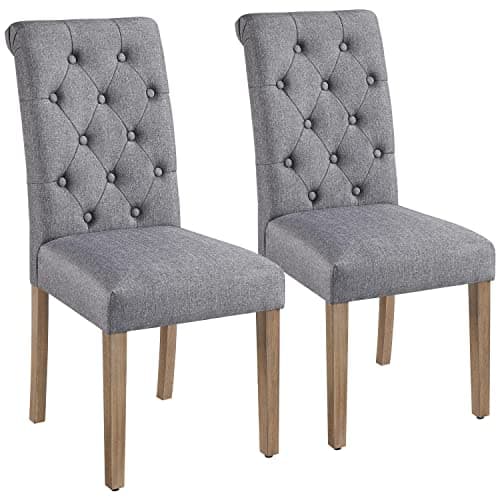 Image of Yaheetech Dining Chairs Set of 2 Fabric Upholstered High Back Padded Single Kitchen Chairs for Home Kitchen Dark Gray