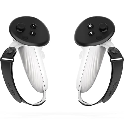 Image of AMVR Controller Grips Compatible with Meta/Oculus Quest 3, Silicone Accessories Non-Slip Handle Cover, Adjustable Soft Hand Strap Fits Small and Medium Hands (Not Fit Official Charging Dock Battery)