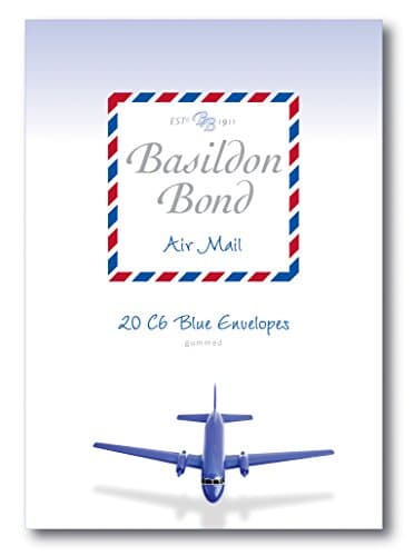 Image of Basildon Bond C6 114 x 162 mm Gummed Envelope - Airmail Blue (Pack of 20), 100080079