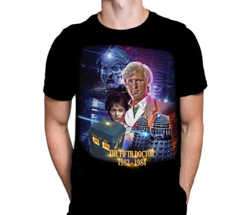 Image of Wild Star Hearts WSH - The Fifth Doctor - Who Fan Merchandise Men's Black T-Shirt