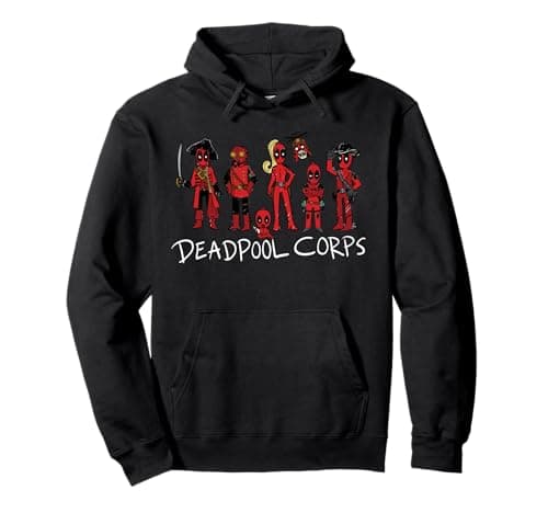 Image of Marvel Deadpool & Wolverine Deadpool Corps Lineup Doodle Pullover Hoodie