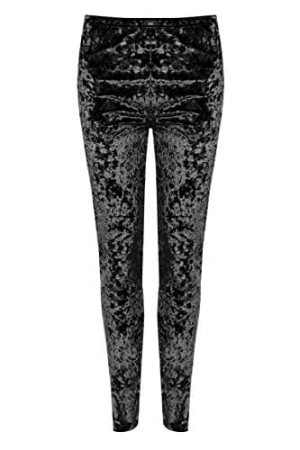 Image of FAIRY TRENDZ LTD Womens Crushed Velour Velvet Leggings Ladies Full Length Elasticated Stretch Trouser Bottoms (Black UK 12-14)