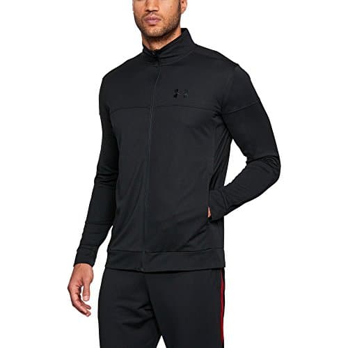 Image of Under Armour Sportstyle Pique Track Jacket, Lightweight and Breathable Men’s Fleece, Comfortable Tight-Fit Running Jacket Men, Black (Black/Black (001)), S