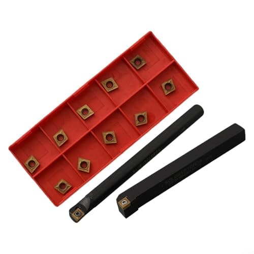 Image of Crabop CNC Lathe Internal Boring Bar Set SCLCR 1010H06 S10K with 10 CCMT Inserts, 3/8" Shank Alloy Steel for Semi-Finishing Metal Turning