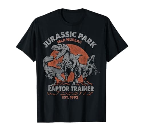 Image of Jurassic Park T-Shirt - Black, Women's, Small, Short Sleeve, Crew Neck, Casual, Cartoon, Dinosaur