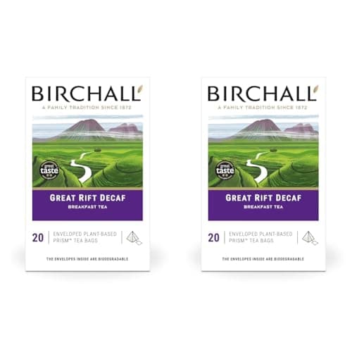 Image of Birchall Tea | Great Rift Decaf | Black Tea | 2 Pack of 20 Enveloped Plant-Based Prism Tea Bags