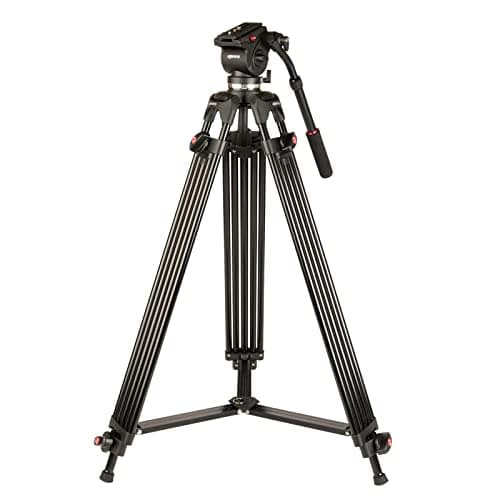 Image of Kenro Twin Tube Aluminium Video Tripod Kit for Film Photography with VH01B Quick Release Fluid Head and Ball Base Complete with Carry Case - KENVT103