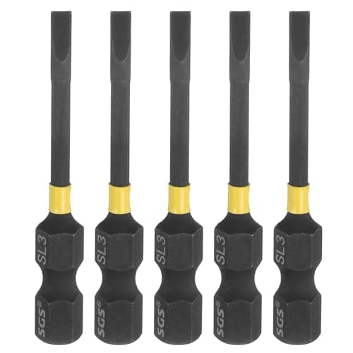Image of sourcing map 5pcs SL3 Slotted Impact Screwdriver Bits 3mm Slotted Tip 1/4" Hex Shank 50mm (2") Long Magnetic Flat Head Phosphated S2 Steel Screw Driver Drill Bits Electric Power Tool