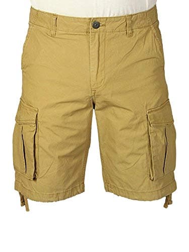 Image of JACK & JONES Men's Short Cotton Summer Casual Big & Tall Cargo Shorts, Beige Colour, UK Size- Plus