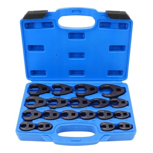 Image of Yosoo Health Gear 19 Pieces 3/8” 1/2”Crowfoot Wrench Set, 8-32 mm Metric Carbon Steel Flare Nut Wrenches Spanners, Open End Drive Ratchet Extension Crow Foot Tools for Fasteners