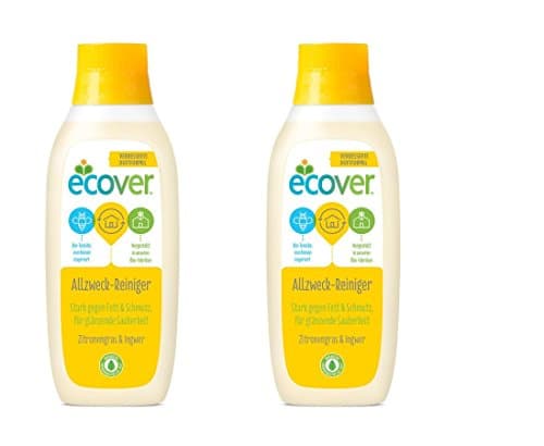 Image of Ecover All Purpose Cleaner, Lemongrass, Ecological Premium Quality since 1979, 2 Bottles of 750 ml