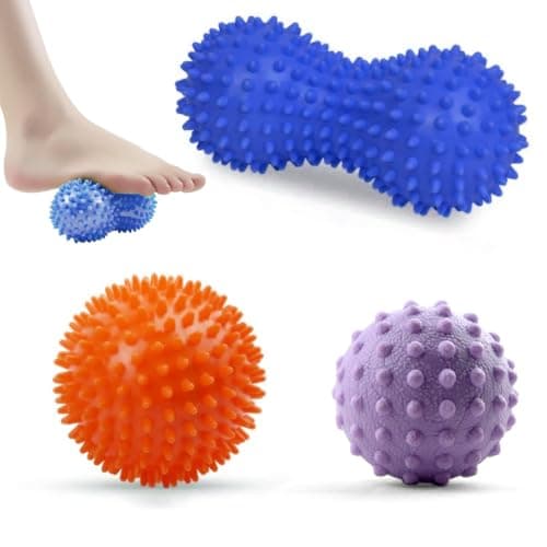 Image of Massage Ball Set of 3, 7.5cm Spiky Massage Ball 5cm Hard Massage Balls 15cm Peanut Foot Massager Ball for Myofascial Release and Trigger Point Deep Tissue Massage