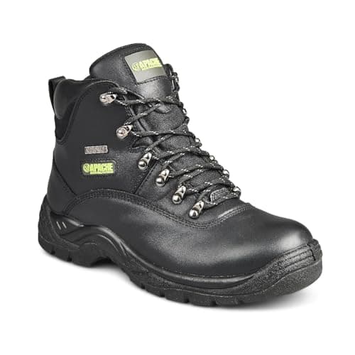Image of Apache SS812SM Safety Hiker Boot | Black | Size 6 UK | Steel Toe Cap | Waterproof Premium Leather | Breathable Lining | Midsole Protection | SRC and S3 WR Certified