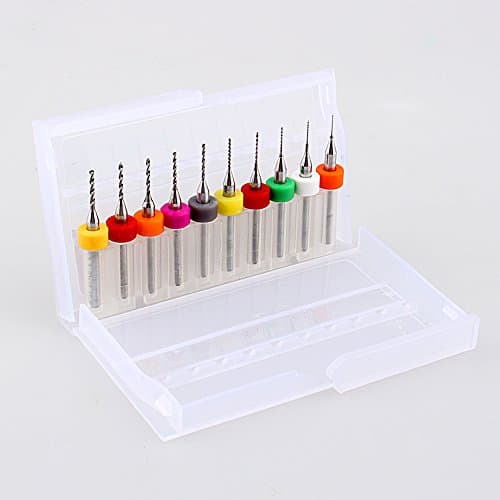 Image of Yosoo 10 pcs PCB Printed Circuit Board Carbide, Mini Micro Drill Bit, Drilling Set, 0.3 mm to 1.2 mm for CNC PCB, yosoo-225bit