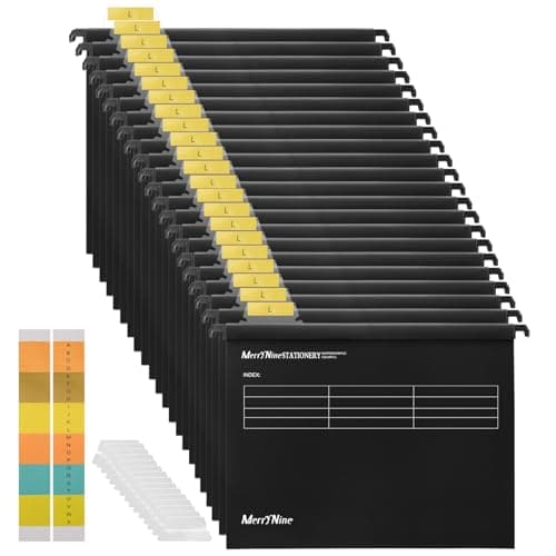 Image of A4 Suspension Files, MerryNine 24 PCS Polypropylene Filing Cabinet Suspension Files with Tabs and Card Inserts for School Home Work Office Organization **Check Size Before Ordering**