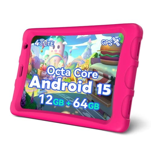 Image of Topsand 8 Inch Android 15 Tablet with Sim Card Slot Uncloked, Cellular Tablet Phone with 4G LTE, Octa Core,12GB RAM 64GB ROM 2TB TF Expandable, 5G WiFi, 8MP Camera, 5100mAh, Tableta with Case(Pink)