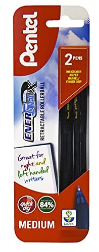 Image of Pentel Energel-XBL107/2-A Retractable Gel Ink Roller Pen, 0.7 mm - Black (Pack of 2)