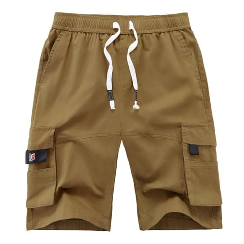 Image of APTRO Mens Shorts Cargo Combat Casual Cotton Elastic Waist Shorts with Multi Pockets Summer Workwear 901 Brown L