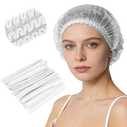 Image of Alaoo White Hair Net, 100Pcs Universal Disposable Hair Nets for Women & Men, Lightweight Breathable Disposable Bouffant Caps for Kitchen, Catering, Cooking, Food Handling, Beauty, Medical