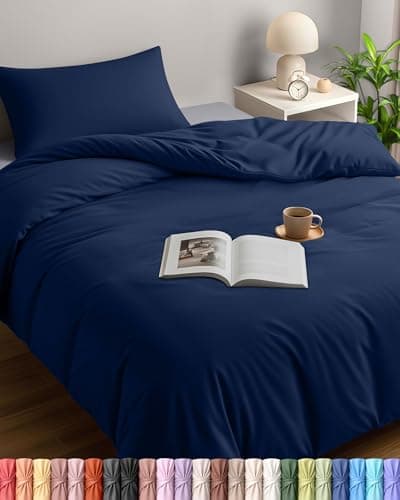 Image of Utopia Bedding 135 x 200 cm Bed Linen Set - Microfibre Duvet Cover 135 x 200 cm + 1 Pillowcase 50 x 75 cm - Navy Blue