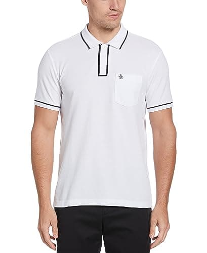 Image of Original Penguin Men's Earl Polo ORG PIQ ST Shirt, Bright White, S