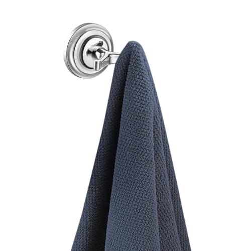 Image of iBathUK Traditional Round Double Towel Robe Hook, Anti-Corrosion Zinc and Aluminium Towel Holder, Hooks for Back of Door, Bathroom Robe Hook, Chrome Shower