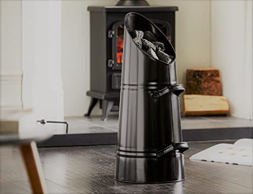 Image of Vintage Decor® Premium Fireside Traditional Coal Hod Matt Black Powder Coated with Two Riveted Handles & Angled Top for Easy Access Hod Scuttle Bucket Heavy Duty Metal Fireplace Logs Ash Tidy 55cm