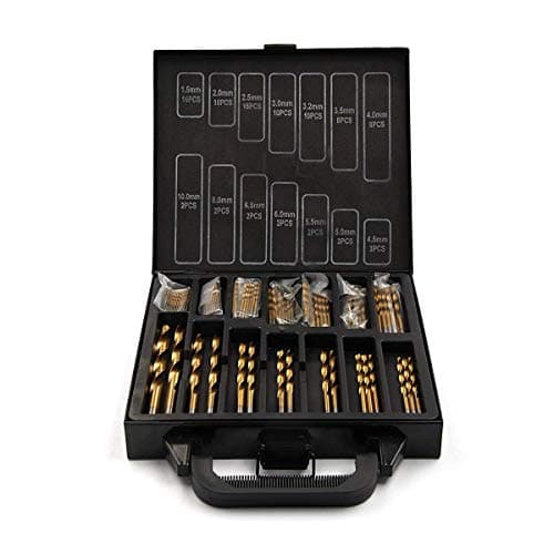 Image of Drill Bit Set 99 Piece Titanium Coated Hss 1 5 10mm Mixed Sizes High Speed Steel Twist Drill Bits With Durable Storage Case Ideal For Wood Metal Plastic