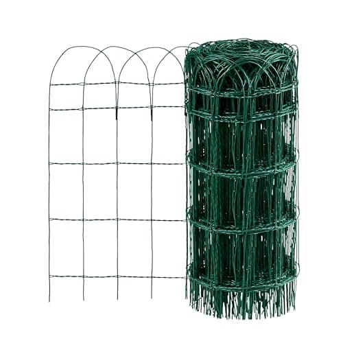Image of Garden Mile 5x0.6m Green PVC Coated Chicken Wire Mesh Roll 25mm Hexagonal Holes Galvanised Steel Garden Fencing with 100 Cable Ties & U-Nails (10m x 40cm Round, Green)