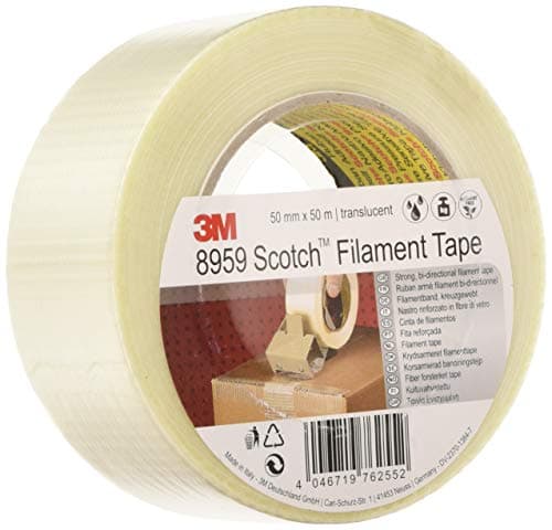 Image of Scotch DE272958237 Bi-Directional Filament Tape Heavy Duty Tape, 50 mm x 50 m, Translucent
