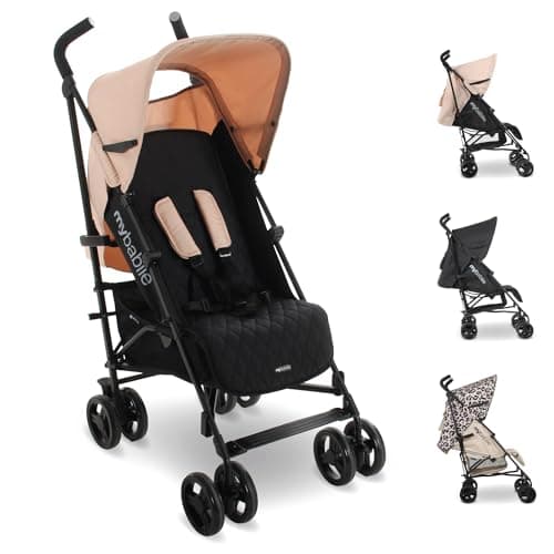 Image of My Babiie MB01 Stroller - from Birth to 4 Years (22kg), Lightweight & Compact Umbrella Fold, Travel Buggy for Toddlers - Pink
