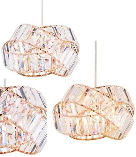 Image of Optimal Products Chandelier Style Ceiling Light Shade Droplet Pendant Acrylic Crystal Bead Luxury (Crystal Gem Wrap Rose Gold)