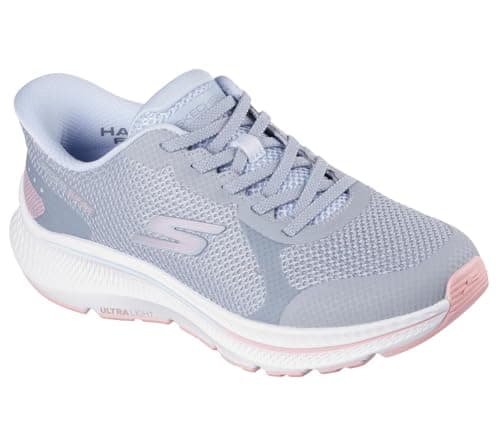 Image of Skechers Women's Go Run Consistent 2.0 Captiva Slip-On Sneakers, Gray Textile/Lt.Blue Trim, 6 UK