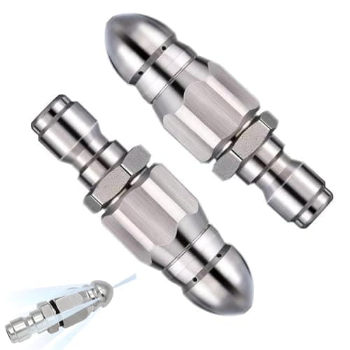 Image of 2pcs High Pressure Sewer Jetter Nozzle Kit, Stainless Steel Pipe Cleaning & Unclogging Washer Jet Cleaning Tool, 1/4'' Quick Connect Pressure Washer Nozzles, Jet Wash Nozzle for Drain & Pipe Cleaning
