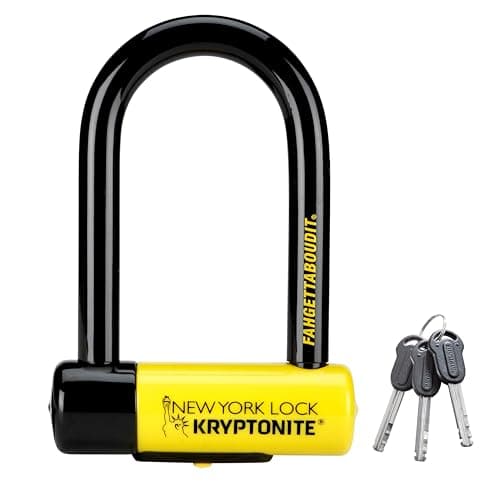 Image of Kryptonite New York Fahgettaboutit Mini Bike U-Lock, Heavy Duty Anti-Theft Bicycle U Lock, 18mm Shackle with Keys, Ultimate Security Lock for Bicycles E-Bikes Scooters