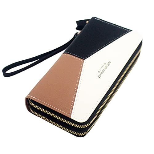 Image of Gosyfeti Womens Wallet Zip Around Wallet, PU Large Capacity Long Purse, Phone Check Organizer Credit Card Holder with Wristlet