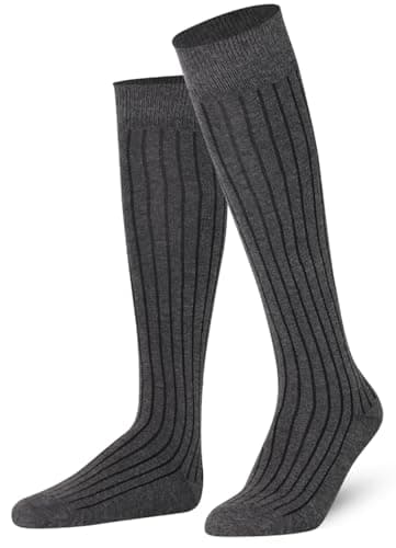 Image of Mysocks Knee High Socks for Women Men Girls - Seamless Toe Plain Ribbed Long Knee Length Socks - Breathable Cotton Tall Sock Stockings Anthracite Ribbed,8-11