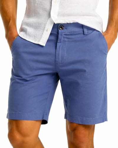 Image of Xact Men's Chino Shorts Stretch Cotton Smart Tailored Regular Fit Zip Fly Flat Front Summer Golf Work Casual UK (Blue Horizon) 44