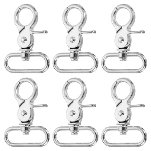 Image of sourcing map 6Pcs Swivel Snap Hook, 32mm(1 1/4") Trigger Snap Heavy Duty Zinc Alloy Metal Lobster Claw Clasp Lanyard Clips for Straps Bags Belting Leathercraft, Silver