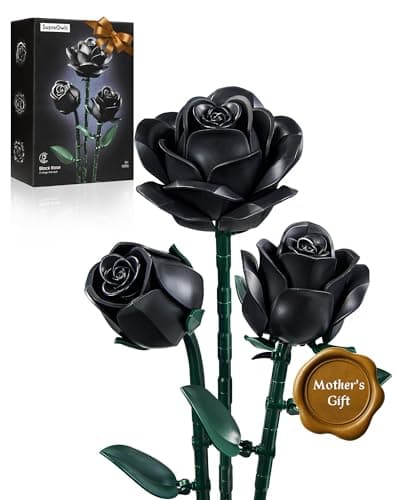 Image of Millionspring Black Rose Bouquet Building Set of 3 Black Artificial Roses Gifts for Him Her Girlfriend on Mother's Day, Valentine's Day, Birthday, Anniversary, Halloween, Christmas,Gothic Home Decor