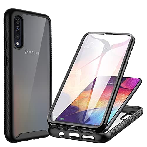 Image of CENHUFO for Samsung Galaxy A50/A50S/A30S Case, Built-in Screen Protector Military Grade Shockproof Clear Cover 360° Full Body Protective Rugged Phone Case for Samsung A50/A50S/A30S-Black/Clear