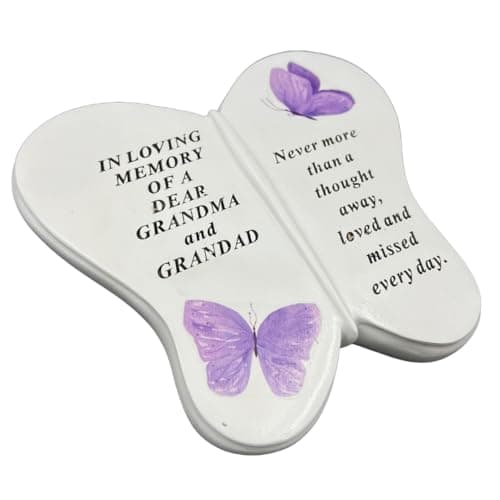 Image of Dear Grandma and Grandad Butterfly Graveside Grave Memorial Ornament Verse Plaque