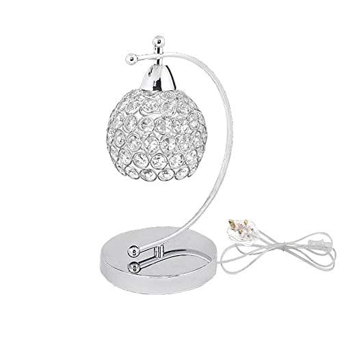 Image of Onerbuy Modern Crystal Table Lamp Plug in Bedside Lamp E26/E27 Chrome Silver Nightstand Desk Lamp with On/Off Switch in Line for Bedroom, Living Room, Office, Dining Room, Hotel(Crystal Ball Lamp)