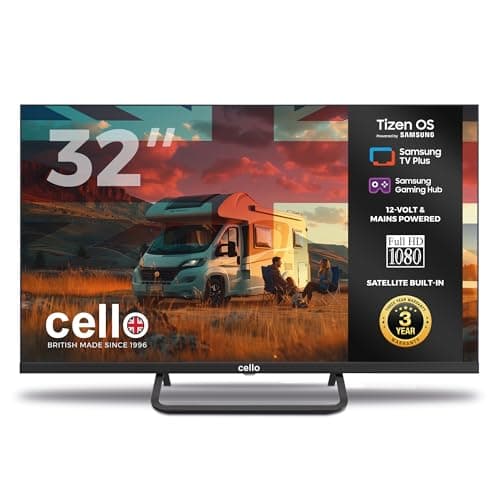 Image of Cello CTRAV-32TZ 32" Tizen OS Smart LED TV, 240V, By Samsung, Freeview & FreeSat, Gaming Hub, Pitch Perfect Speakers, Netflix, Prime Video, HDMI, Bluetooth, UK Made